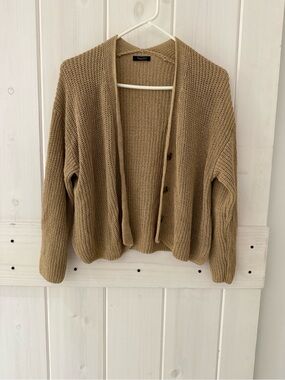 Massimo Dutti-Cozy Women's Knit Cardigan Sweater in Beige